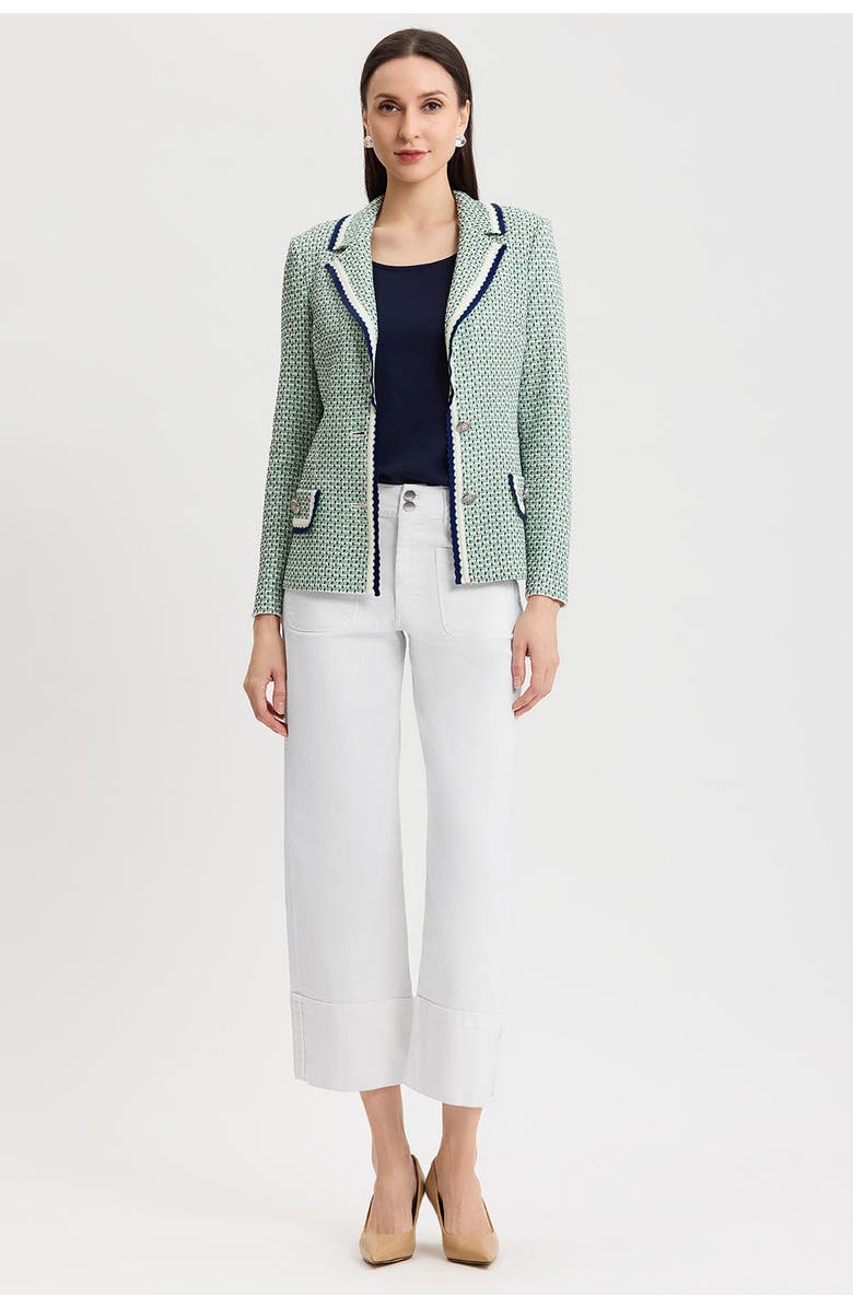 Ming Wang Tailored Jacquard Basketweave Knit Jacket, Alternate, color, 