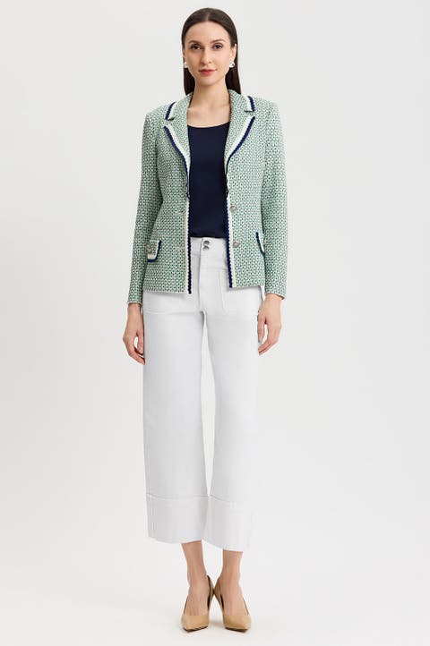 Tailored Jacquard Basketweave Knit Jacket