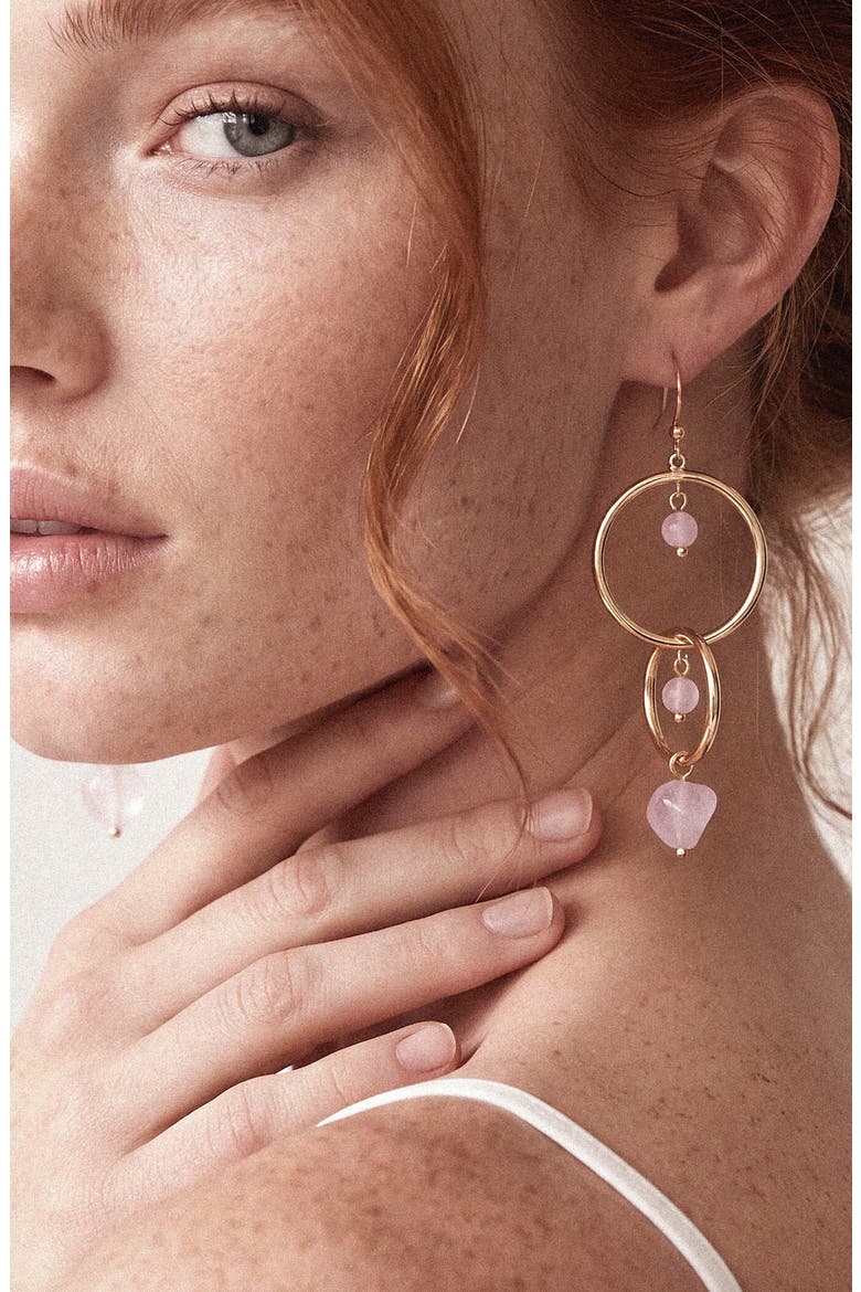 Crystal Drop Earrings, Alternate, color, ROSE