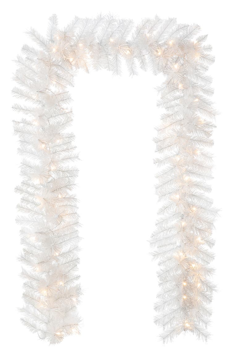 9ft Artificial Christmas Garland with Lights, Main, color, White