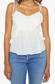 MOTHER The Fluttering Eyelet Ruffle Camisole