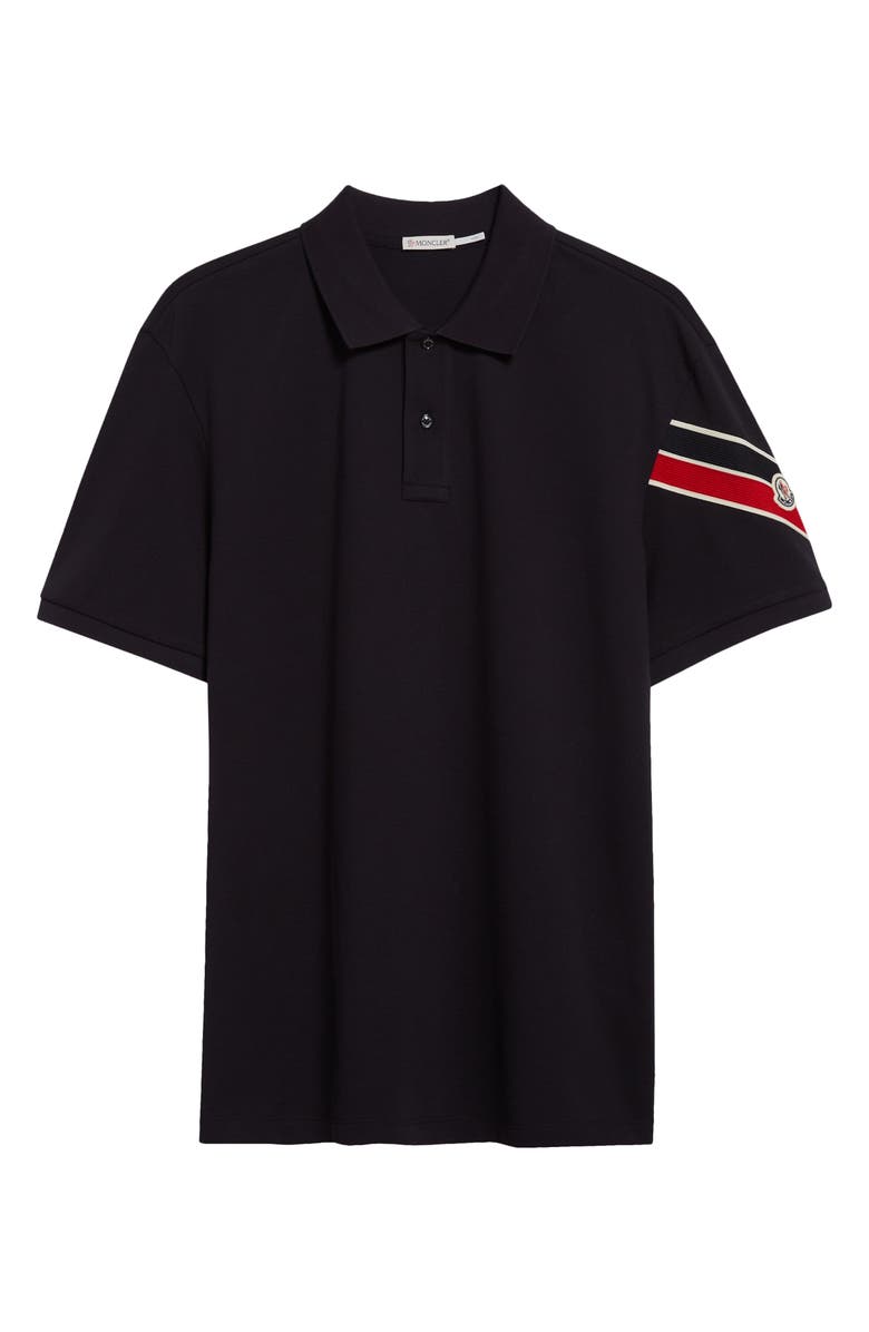 Moncler Stripe Logo Cotton Polo, Alternate, color,