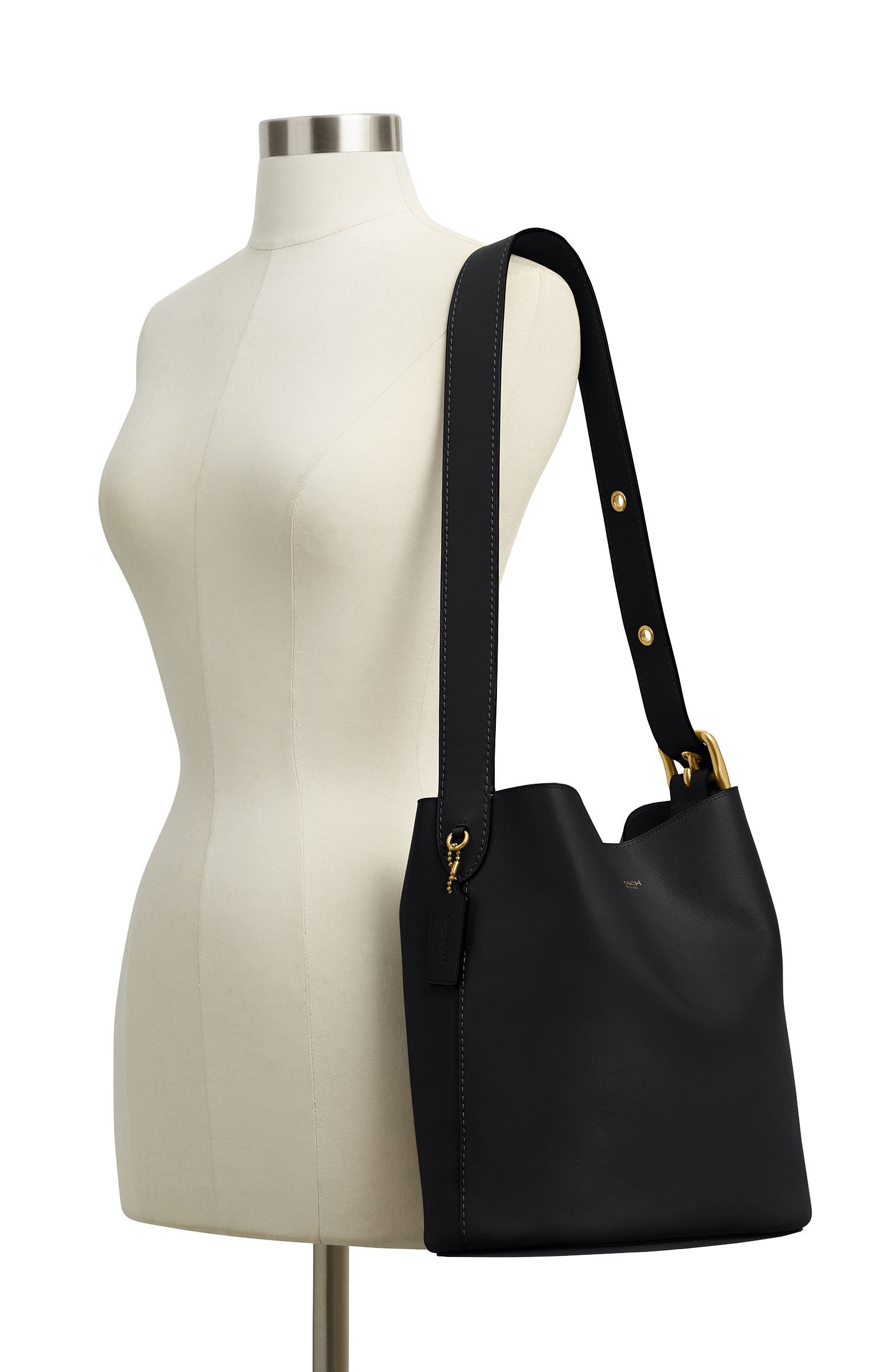 COACH Bleecker Natural Grain Leather Shoulder Bag, Alternate, color, Black