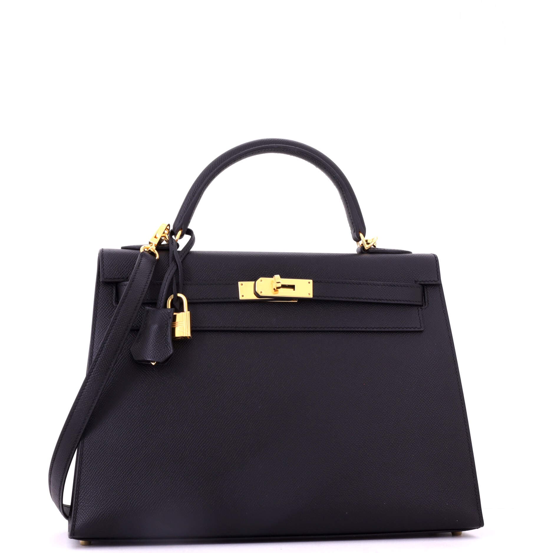 Pre-Owned Hermes Kelly Handbag Black Epsom with Gold Hardware 32, Alternate, color, Noir