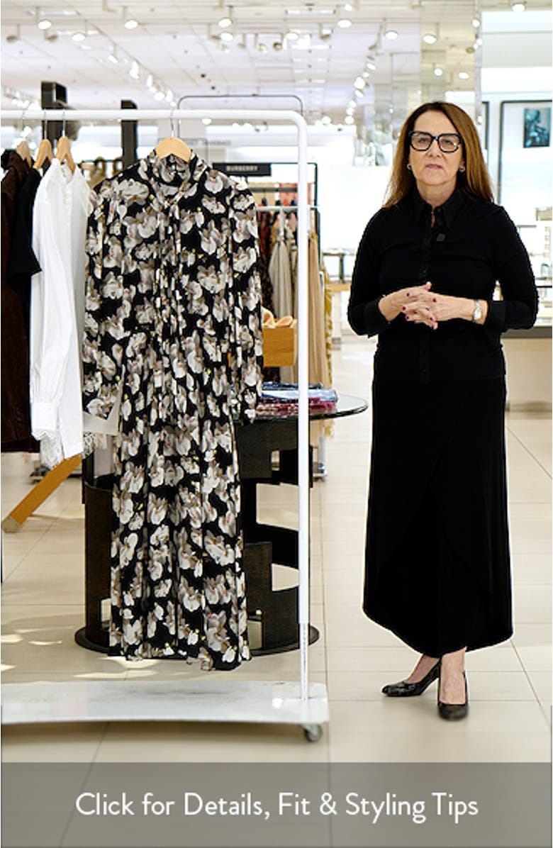 Floral Tie Neck Long Sleeve Dress, sales video thumbnail