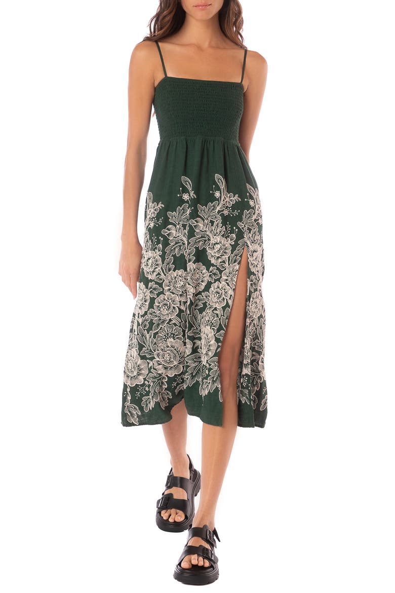 Smocked Cover-Up Dress, Main, color, GREEN