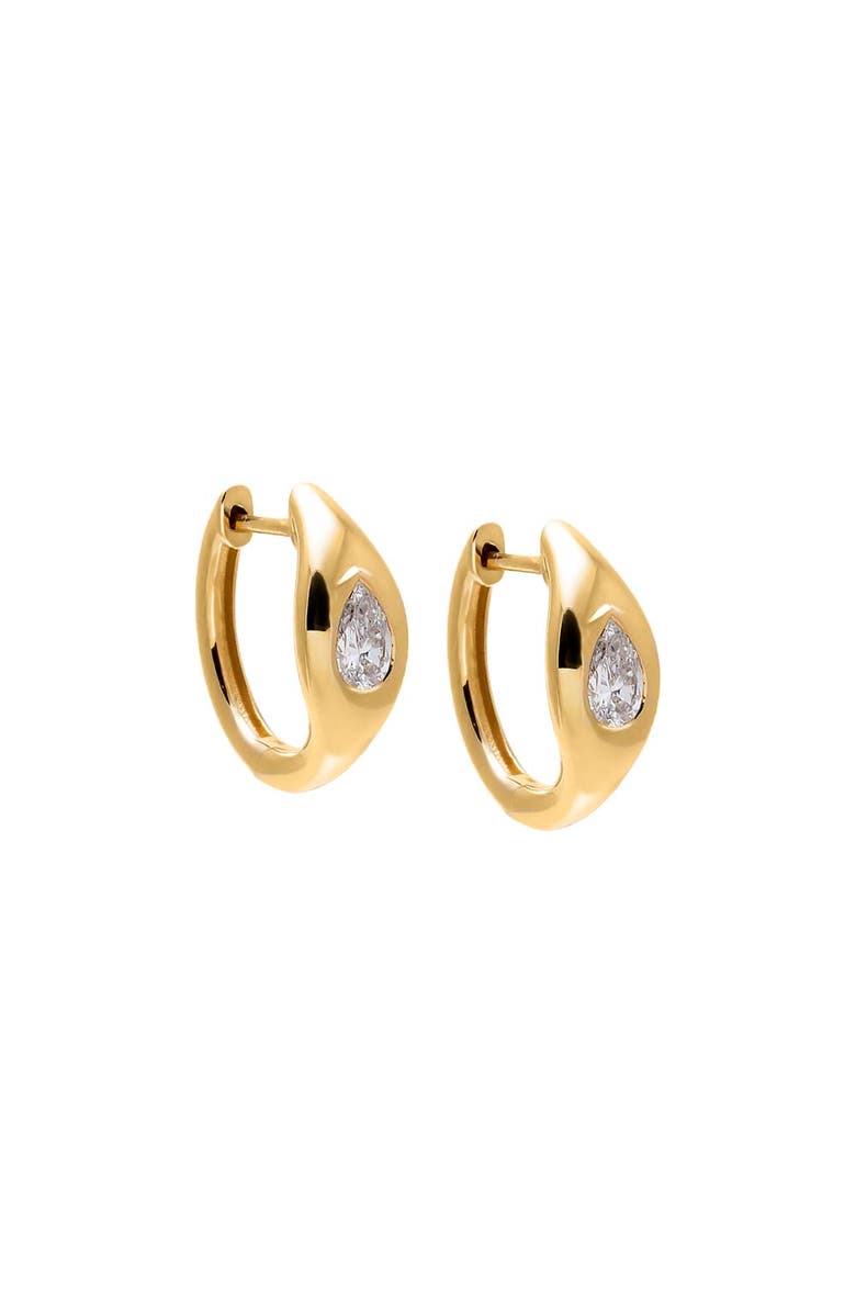 BY ADINA EDEN Lab Grown Diamond Pear Dome Huggie Earring 14K, Main, color, 14K Gold