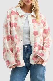 All in Favor Floral High Pile Fleece Jacket