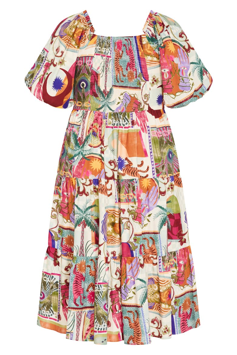 Simona Print Midi Dress, Alternate, color, DREAMSCAPE