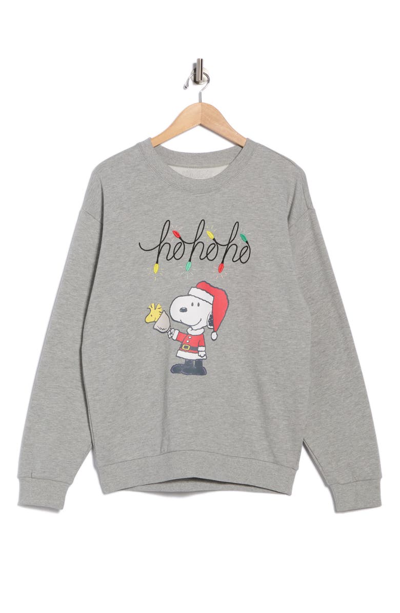 Hi Res Snoopy Ho Ho Ho Sweatshirt, Alternate, color, Heather Grey