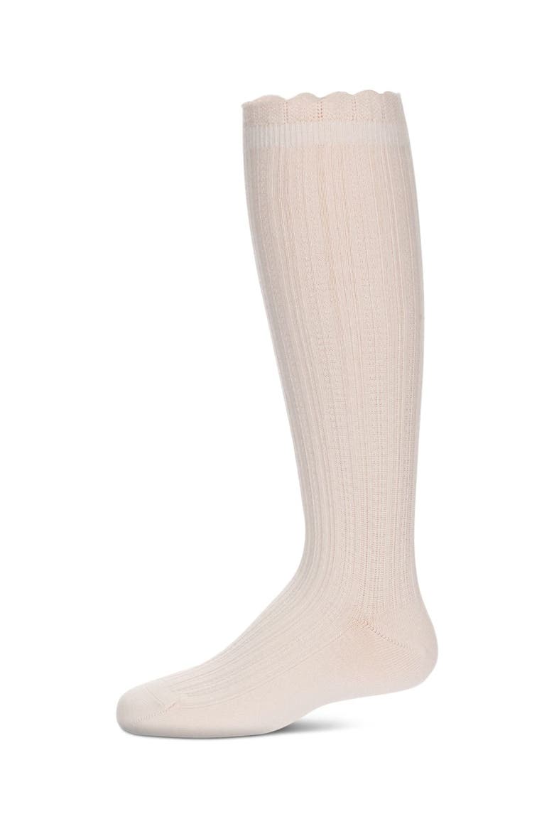 Crochet Ruffle Design Knee High Socks, Main, color, Pale Pink