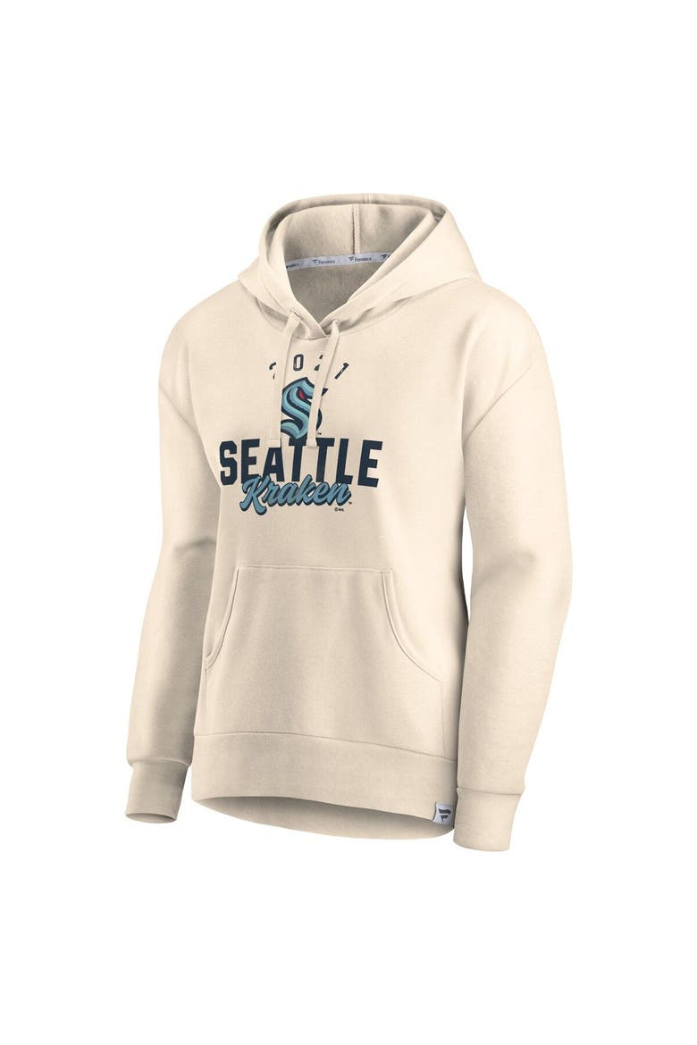 Women's Fanatics Branded Oatmeal Seattle Kraken Carry the Puck Pullover Hoodie Sweatshirt, Alternate, color, Cream