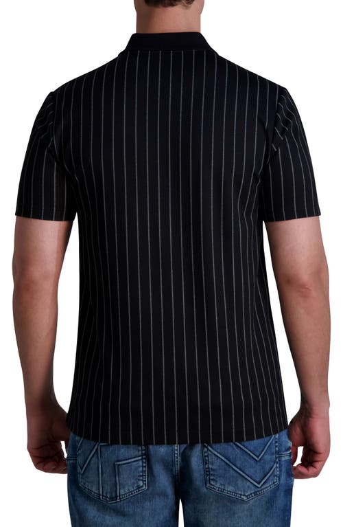 Karl Lagerfeld Paris Stripe Zip Front Polo In Black