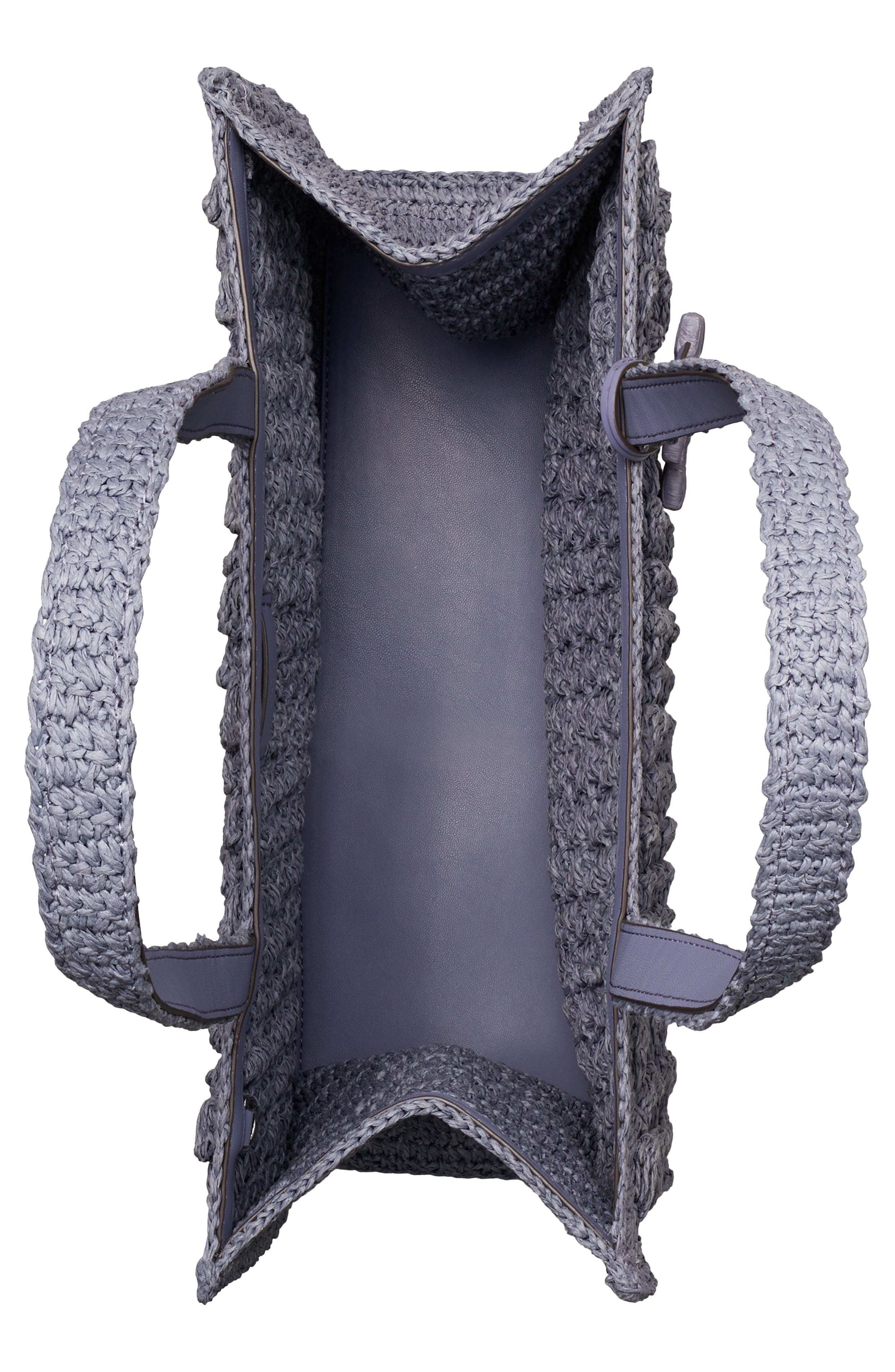 Tory Burch Ella Hand Crochet Straw Bag, Alternate, color, Gray