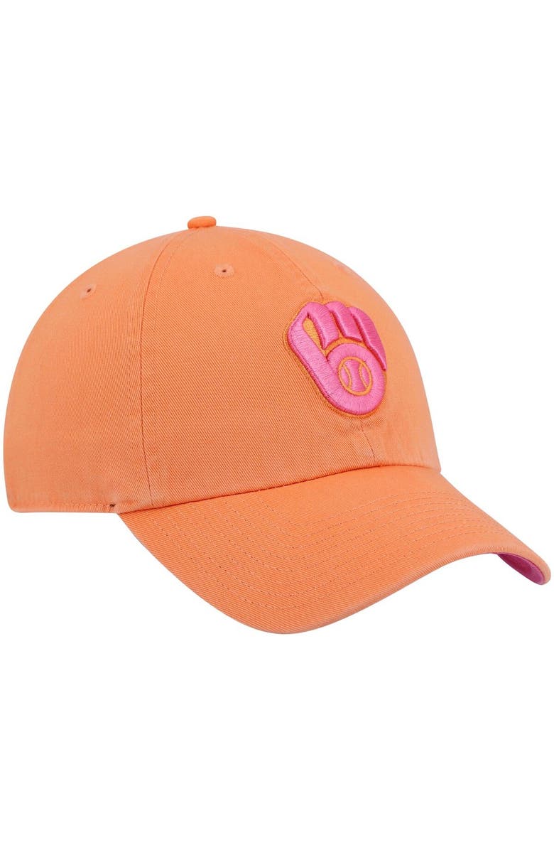 '47 Men's '47 Orange Milwaukee Brewers Mango Magenta Undervisor Clean Up Adjustable Hat, Alternate, color, 