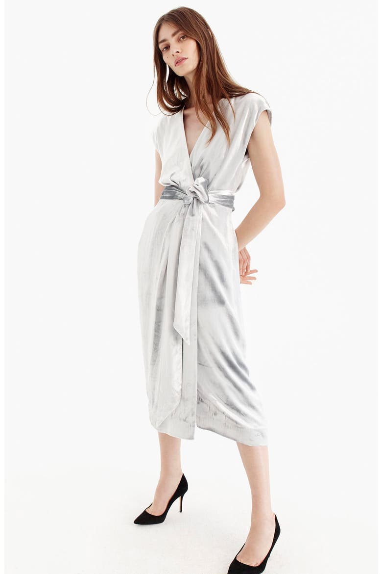 Collection Velvet Wrap Dress, Alternate, color, METALLIC SILVER