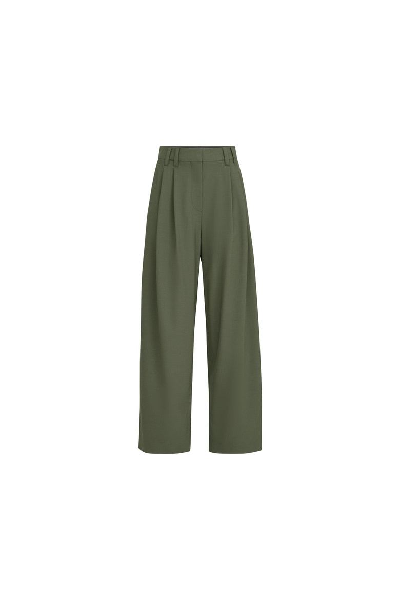 Tropical luxury wool tailored trousers with monili, Alternate, color, Green