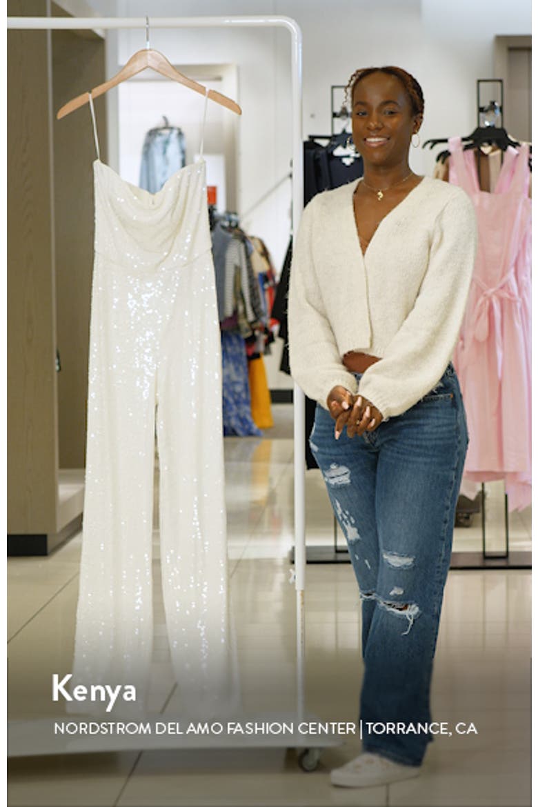Andy Sequin Strapless Jumpsuit video