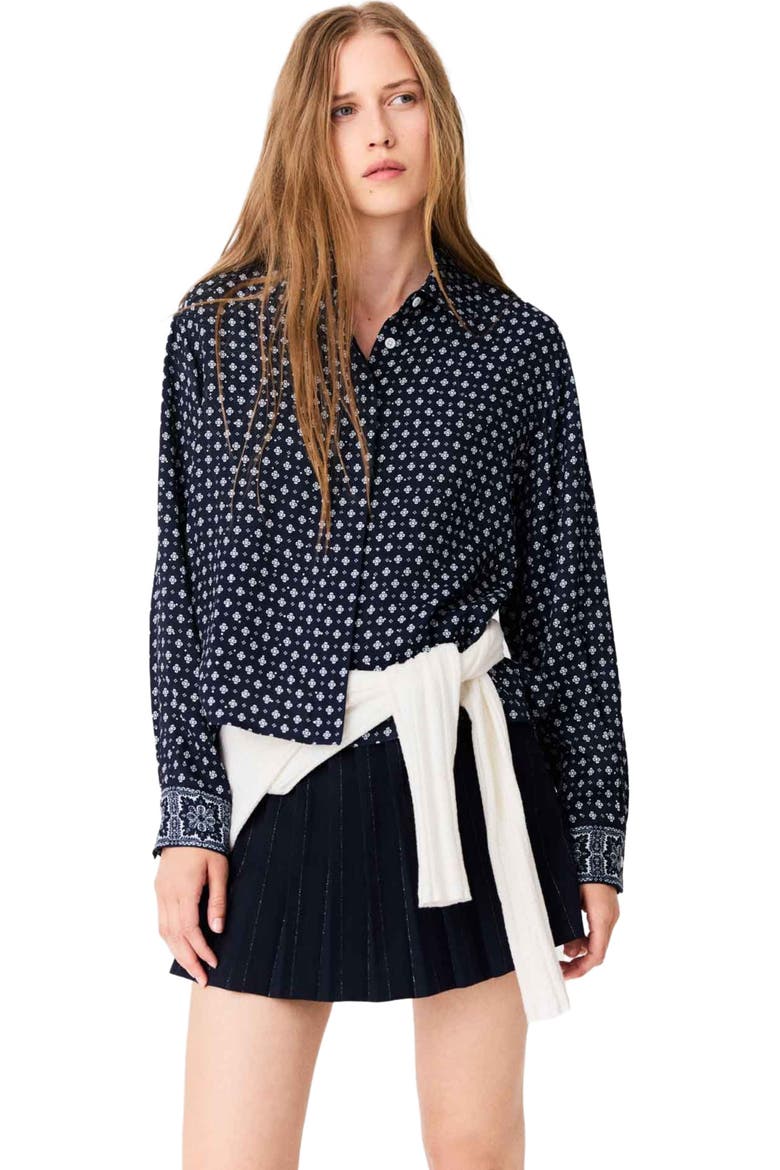 Patterned rhinestone shirt, Alternate, color, Navy loungewear