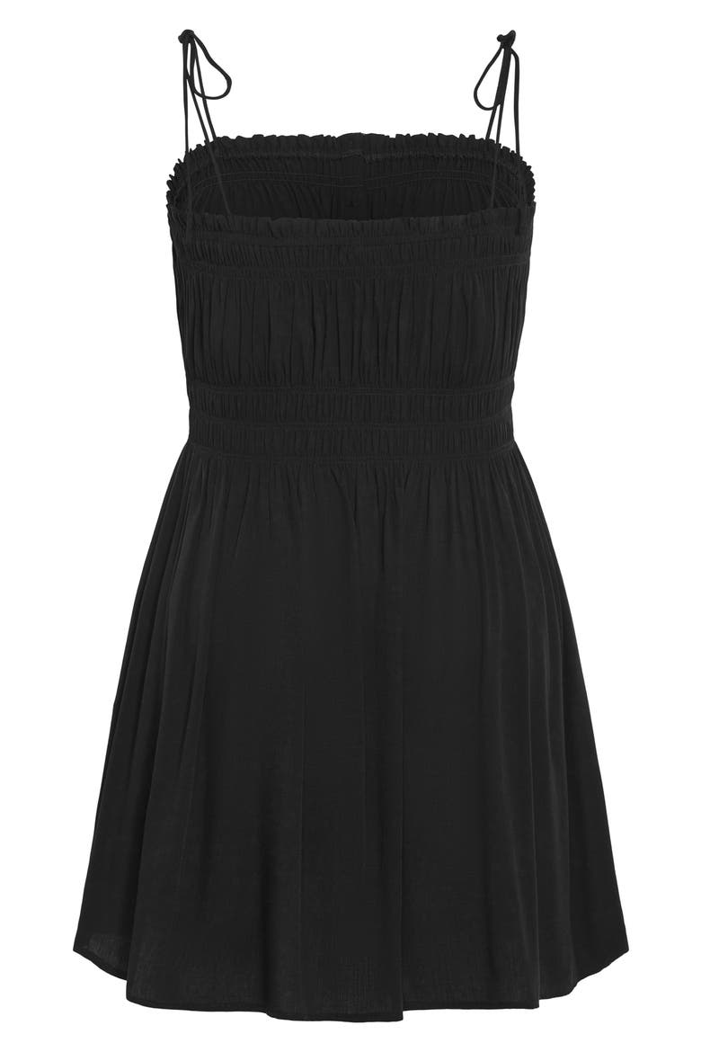 Lyla Tie Strap Fit & Flare Sundress, Alternate, color, BLACK