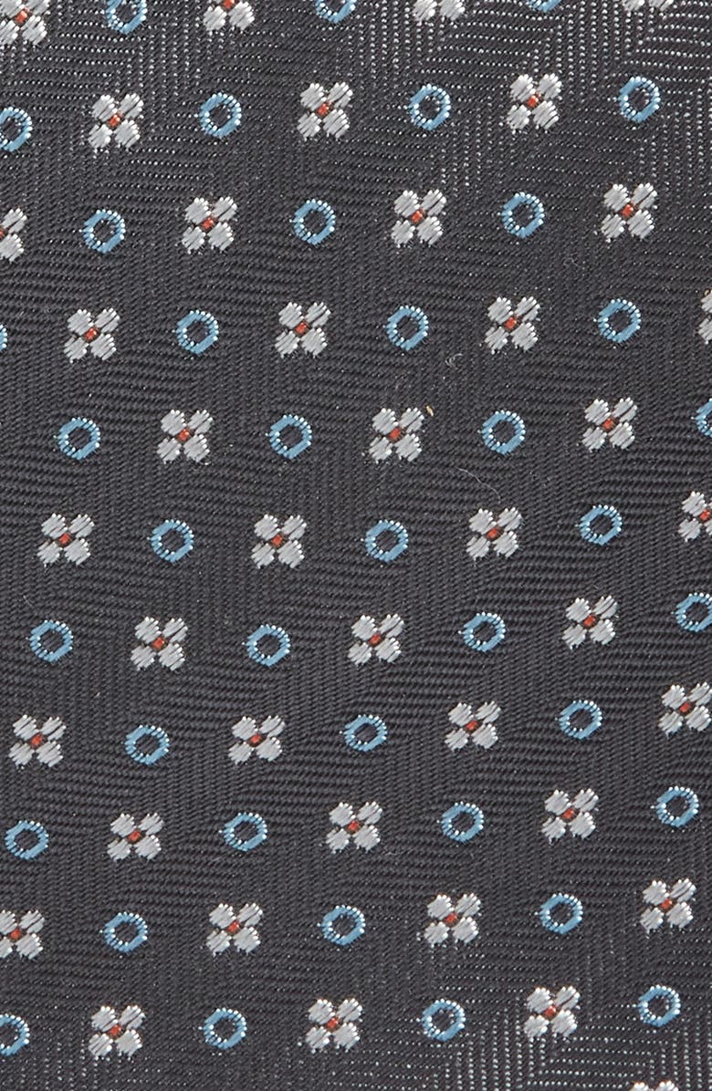BOSS Floral Herringbone Silk Blend Tie, Alternate, color, Dark Grey