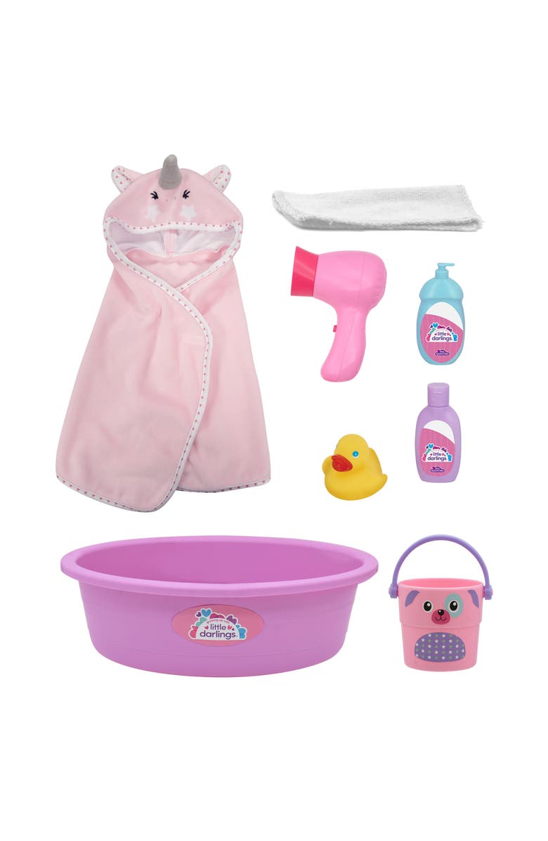 Little Darlings Wash N' Play Baby Set 12" Doll 7Pc Bath Care Toy, 2+, Alternate, color, Multicolored