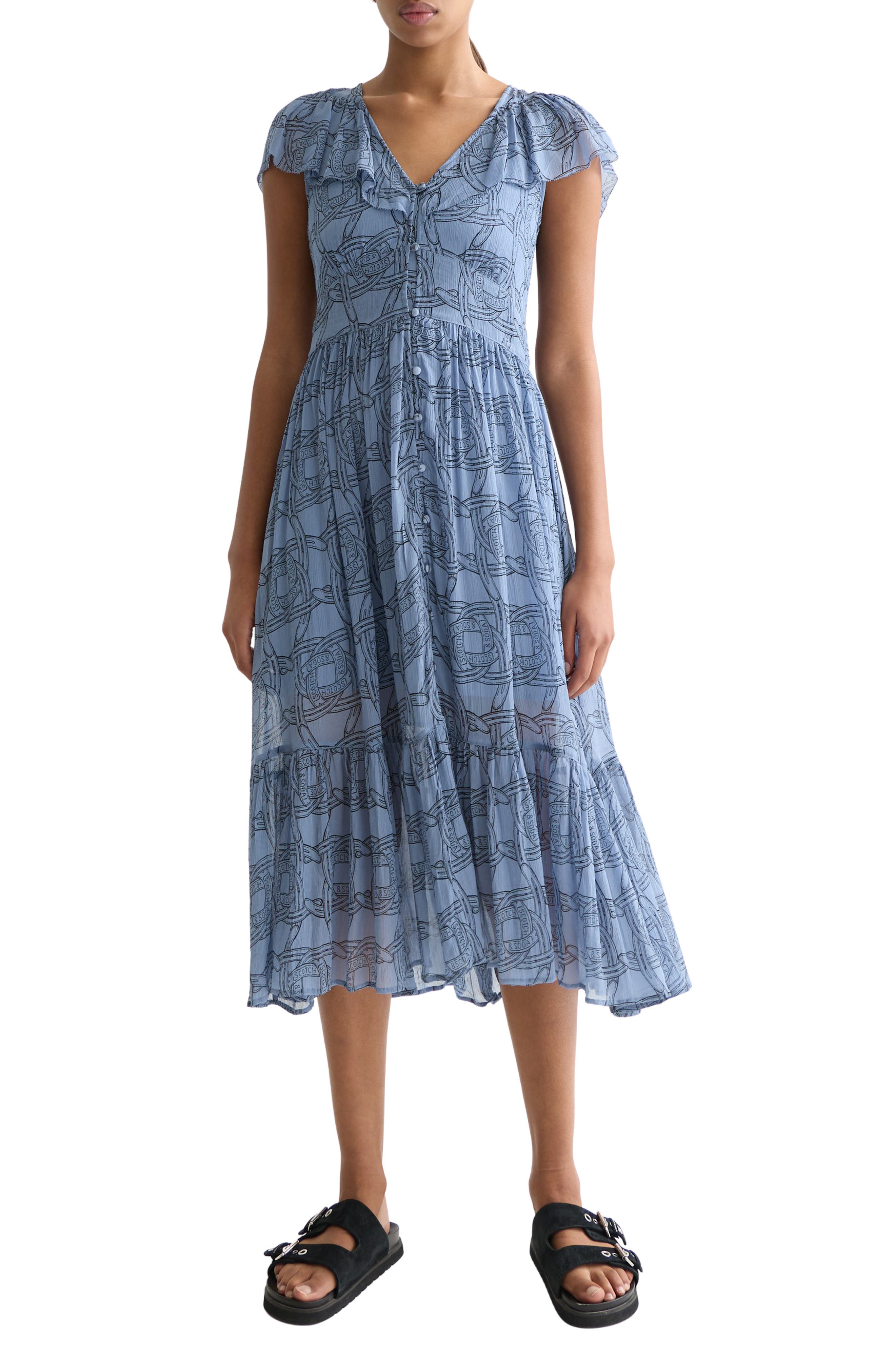 Print Chiffon Midi Dress - image 3