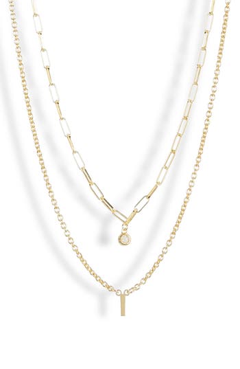 Meshmerise Diamond Initial Charm Necklace In Gold