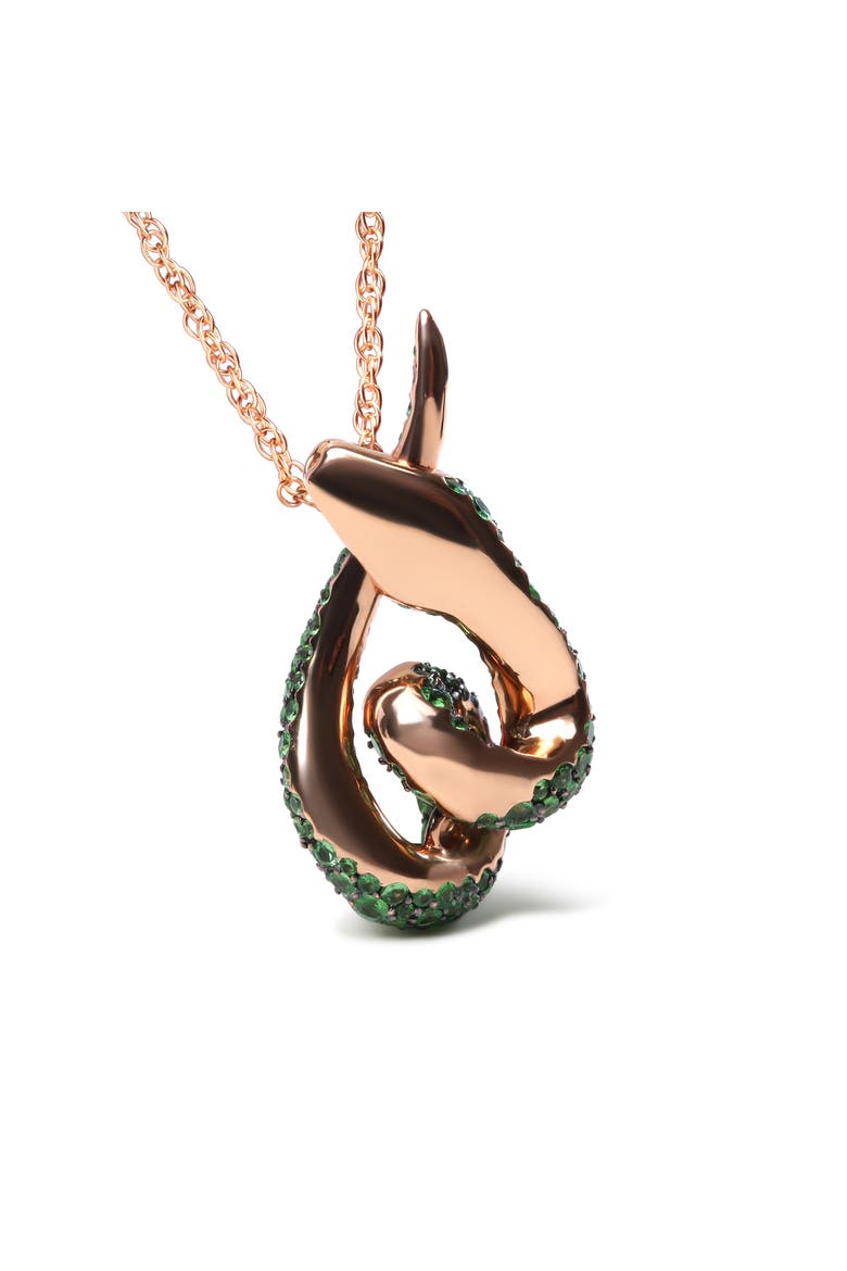 18K Gold Tsavorite Gemstone Spiral Snake Design Pendant Necklace, Alternate, color, Pink