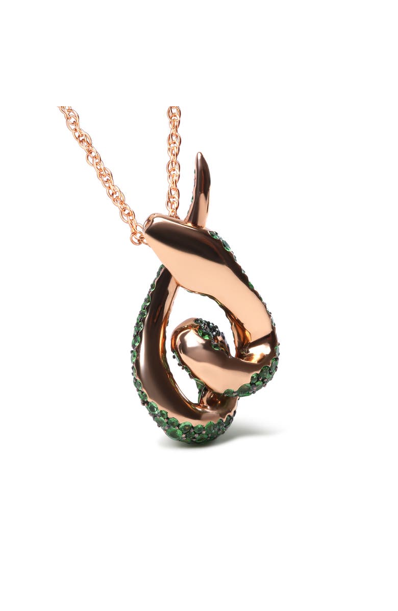 Haus of Brilliance 18K Gold Tsavorite Gemstone Spiral Snake Design Pendant Necklace, Alternate, color, Pink