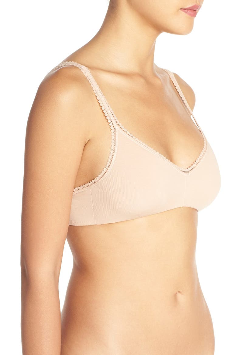 Stretch Cotton Bralette, Alternate, color, CHAMPAGNE