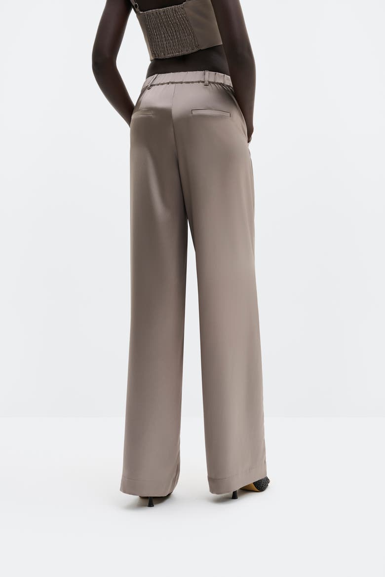 Sarah Wide-Leg Satin Pants, Alternate, color, Graphite