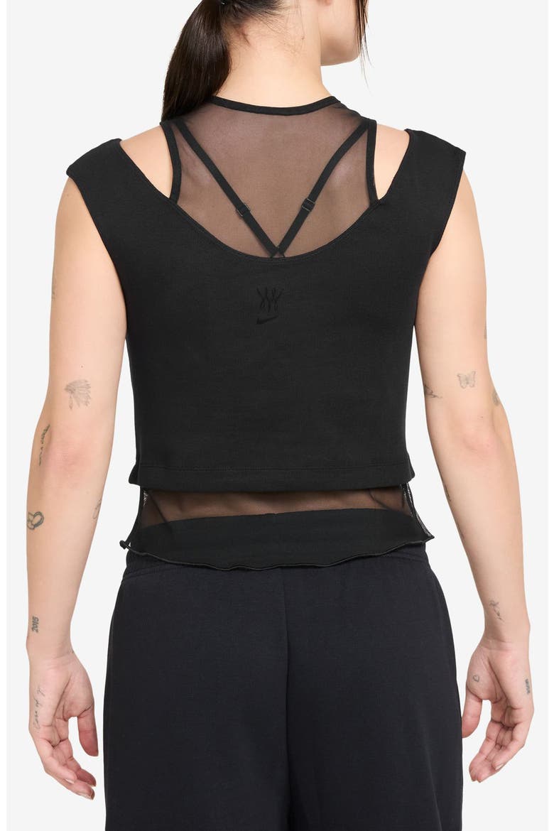 Serena Williams Design Crew Layered Cropped Tank Top, Alternate, color, 010 BLACK/ VOLT