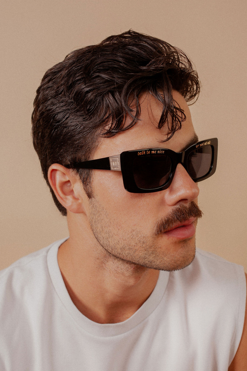 Indy Talk To Me Nice Square Polarized Sunglasses In Black