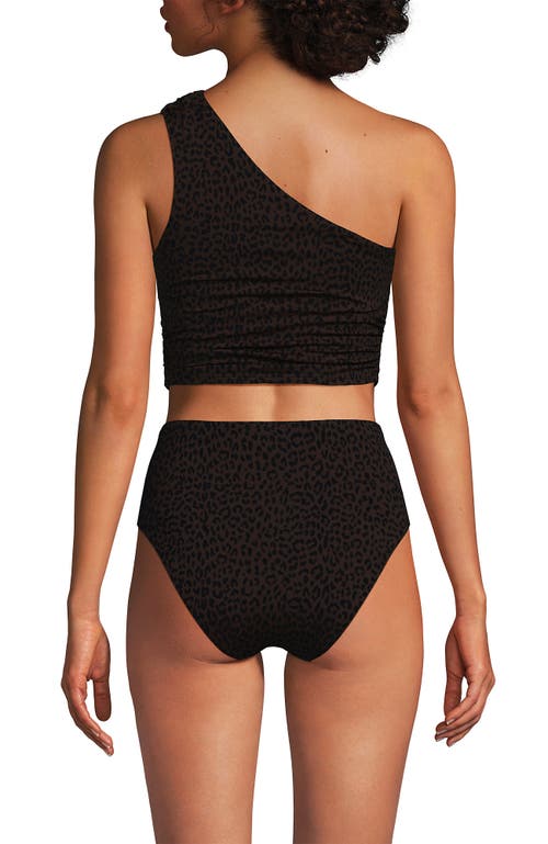 Lands' End Ruched One Shoulder Midkini Swimsuit Top In Black