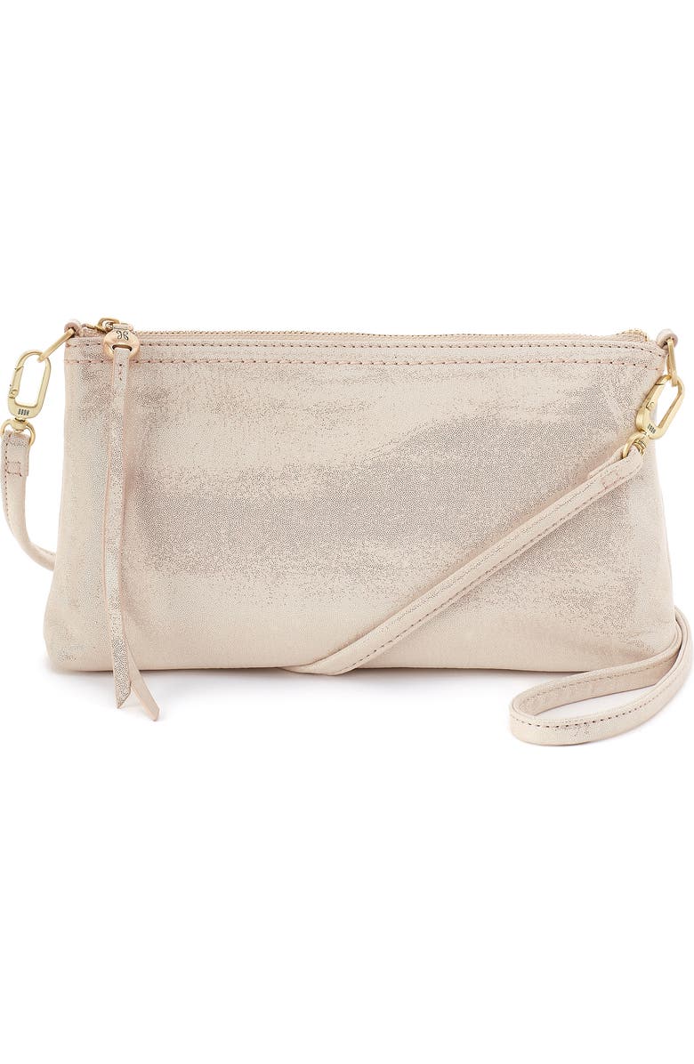 HOBO Darcy Convertible Leather Crossbody Bag, Main, color, Sand Shimmer