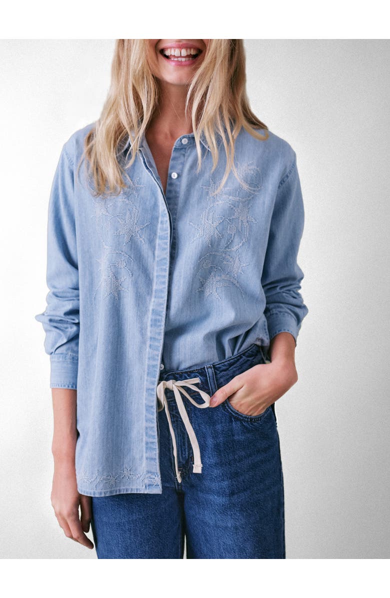 Cape Cove Stella Denim Blouse, Main, color, Light Denim Blue