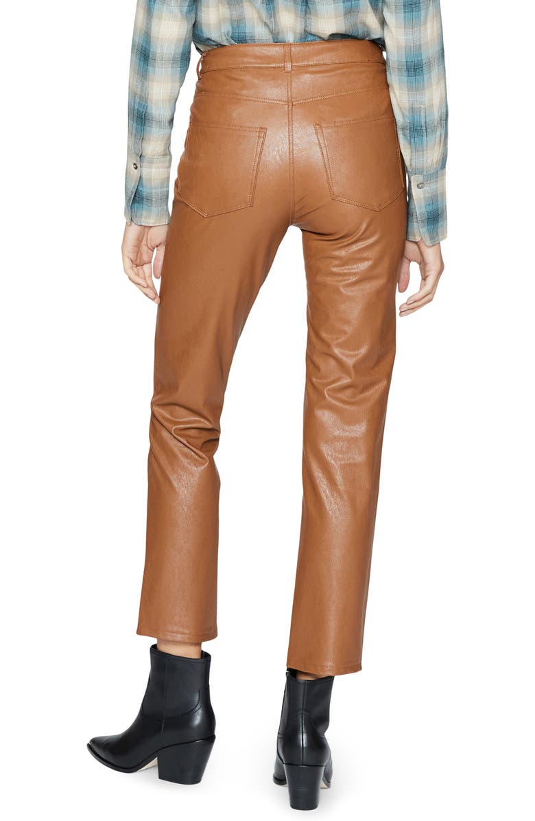 PAIGE Stella Super High Waist Straight Leg Faux Leather Jeans, Alternate, color, 