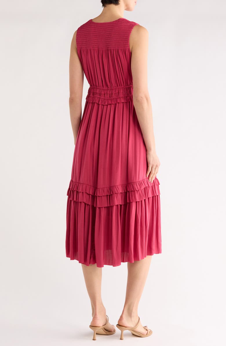 T Tahari Ruffle Sleeveless Tiered Midi Dress, Alternate, color, Corsage