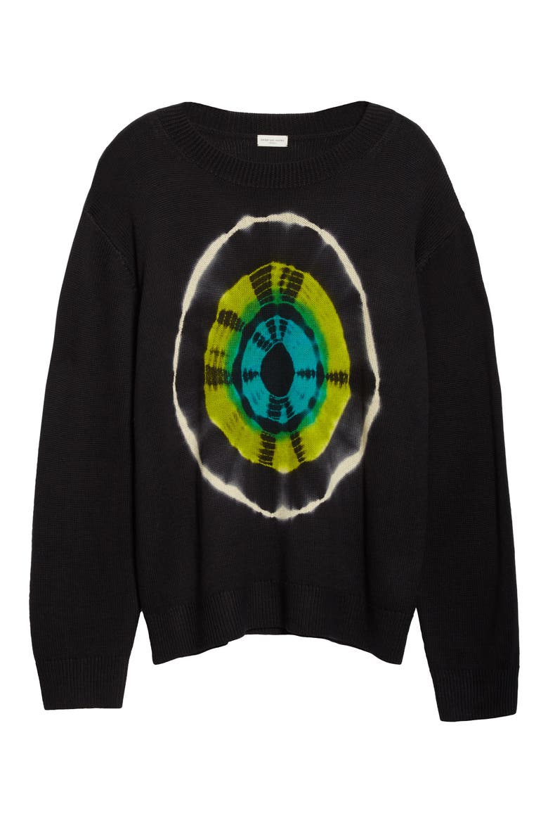 Tie Dye Loose Fit Sweater, Alternate, color, BLACK