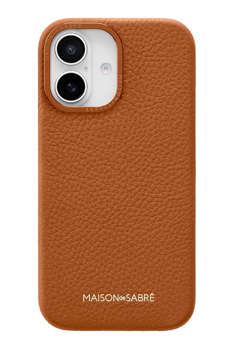 Leather Phone Case iPhone 16, Main, color, Pecan Brown