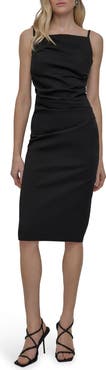 DKNY Ruched Cotton Blend Body-Con Dress