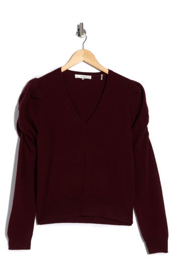Frame Frankie V-neck Wool Blend Sweater In Red