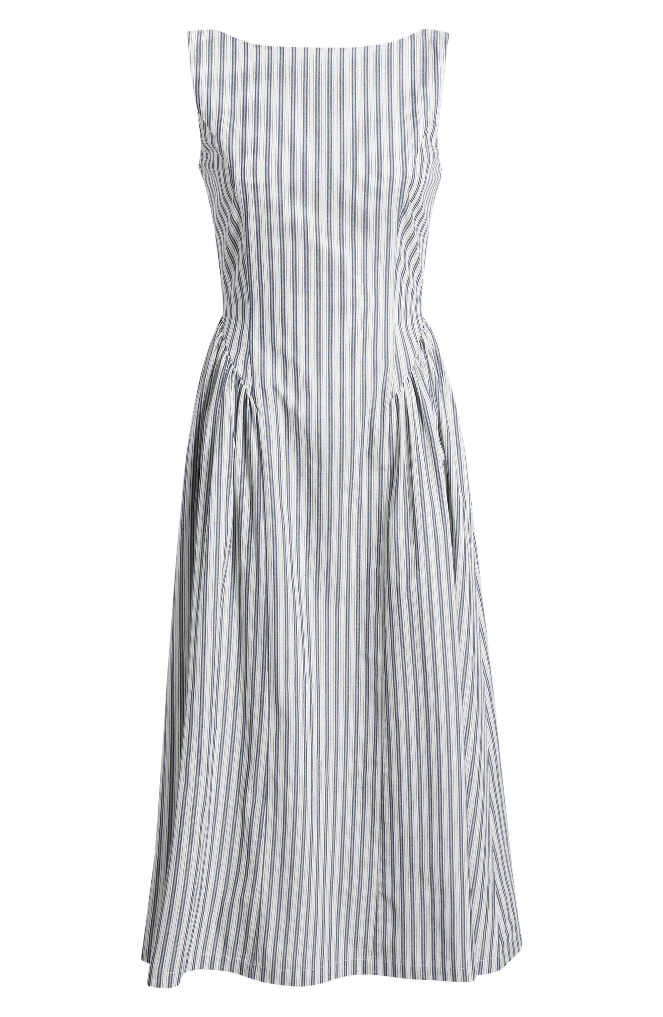 white and grey striped dress Knit Strapeless Stripe Tube Maxi Dress Black White Stripe / XS