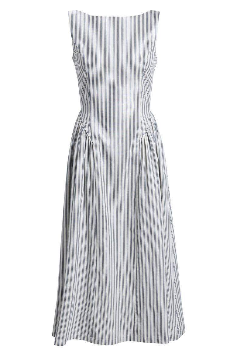 Olea Stripe Midi Dress, Alternate, color, NAVY/ WHITE