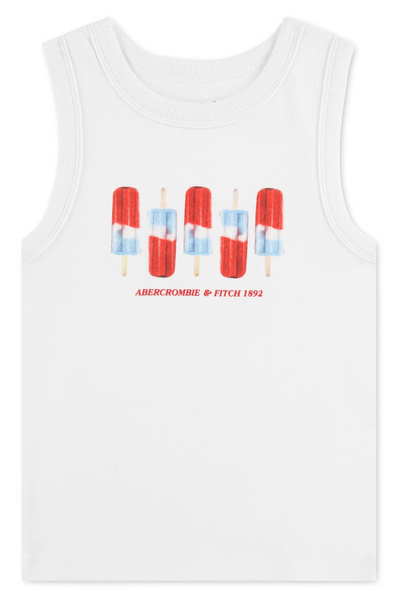 Kids' Graphic Cotton Blend Tank, Main, color, BRIGHT WHITE