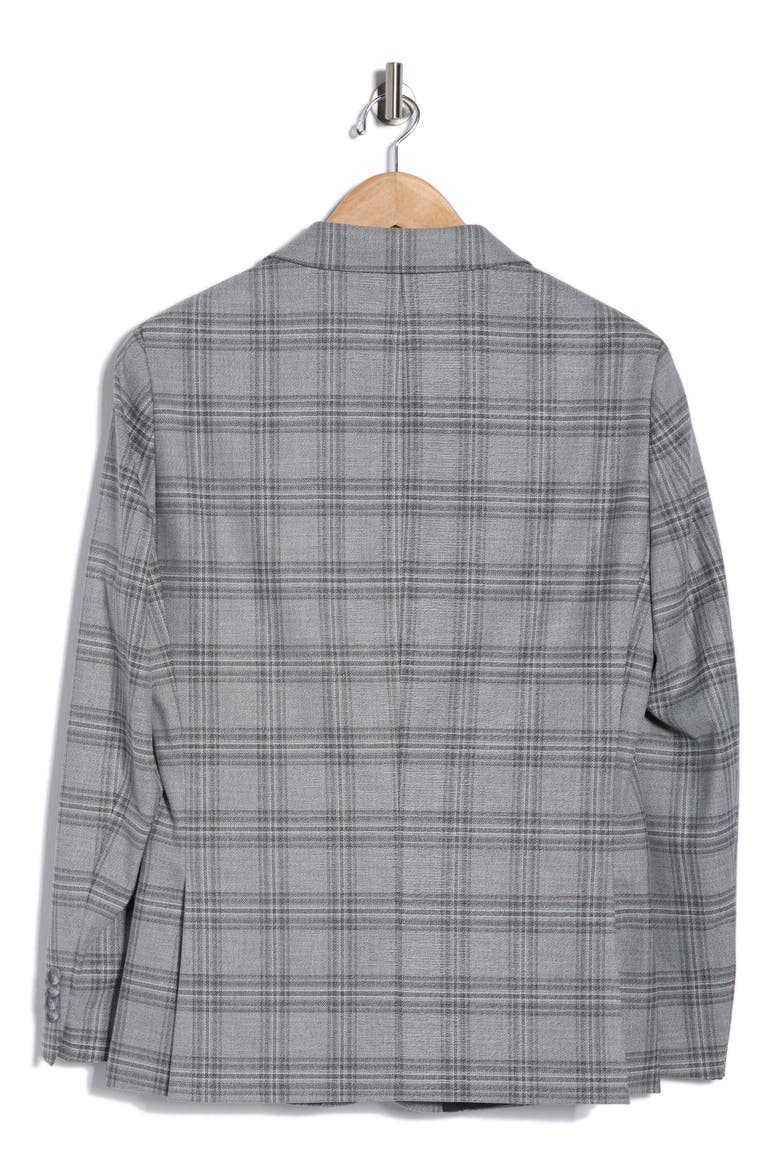 Plaid Notch Lapel Sport Coat, Alternate, color, GREY