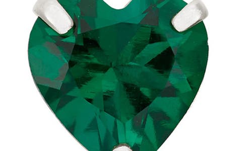 Fzn 10k Gold Emerald Heart Stud Earrings In White