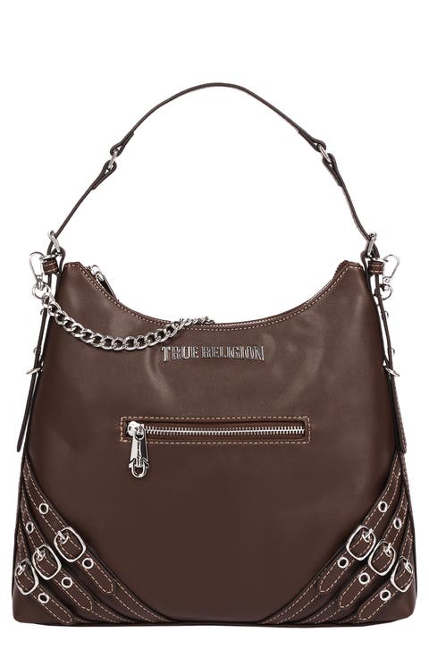 Large Triple Strap Faux Leather Hobo