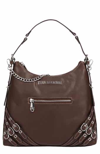 Large Triple Strap Faux Leather Hobo